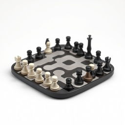 A unique, minimalist, and visually striking chess design that embodies modern aesthetics