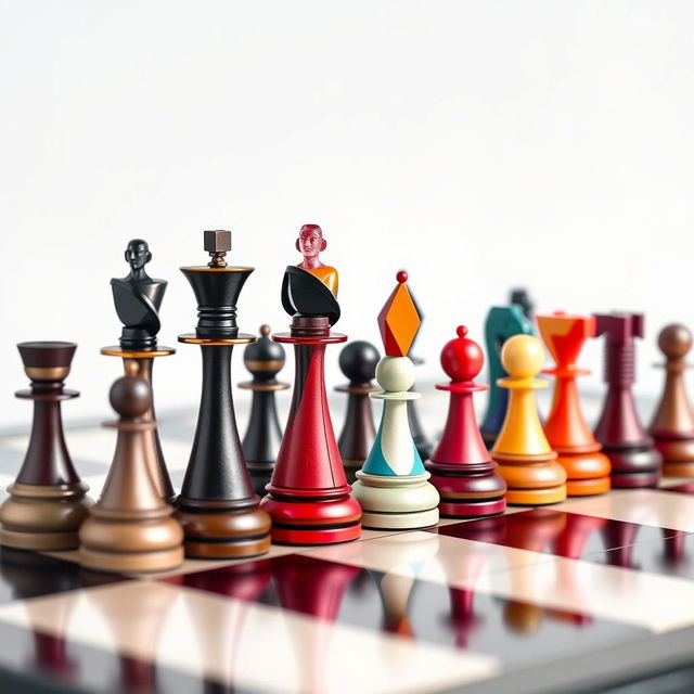 A beautifully designed, unique minimalistic chess set intended for collection and sale