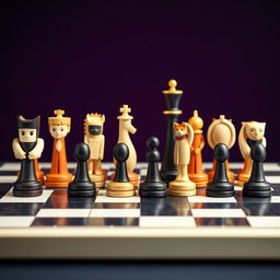 A beautifully crafted, unique minimalistic chess set designed for collectors and for sale