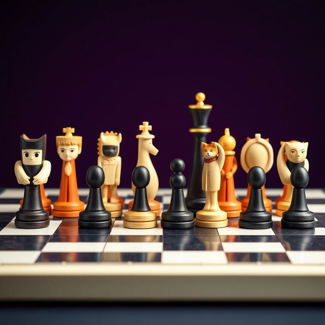 A beautifully crafted, unique minimalistic chess set designed for collectors and for sale