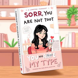 A colorful book cover design for the fictional book titled 'Sorry, You Are Not My Type'