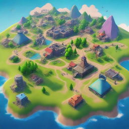 A vibrant, high-quality digital art showcasing a Fortnite 1vs1 map