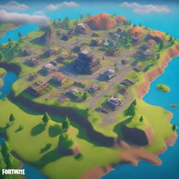 A vibrant, high-quality digital art showcasing a Fortnite 1vs1 map