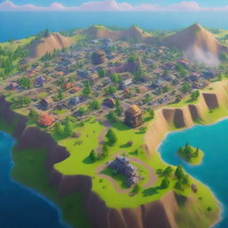 A vibrant, high-quality digital art showcasing a Fortnite 1vs1 map