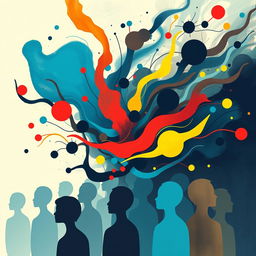 An abstract representation of the audience's suppressed emotions, depicted as a swirling storm of colors and shapes
