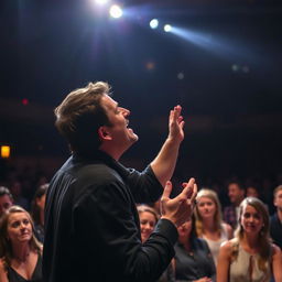 A passionate singer on stage, deeply engaged and evoking the audience's suppressed emotions through their powerful performance