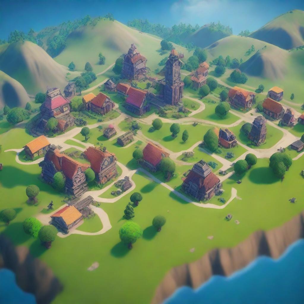 A high-quality digital thumbnail of a Fortnite 1vs1 map