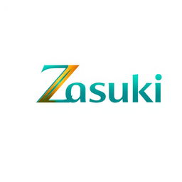 Logo design featuring the word 'Zasuki' in a modern, sleek font