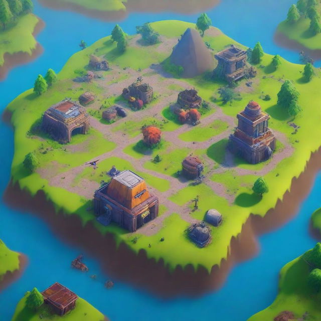 A high-quality digital thumbnail of a Fortnite 1vs1 map