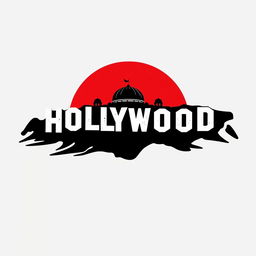 A creative design that combines the iconic Hollywood logo with the Shrine of Imam Reza, integrating the word "holy" into the design in a stylish and artistic way