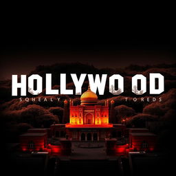 A creative fusion of the iconic Hollywood logo and the stunning shrine of Imam Reza, artistically blending the two elements