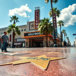 A star on Hollywood Boulevard featuring the name 'LilJey', surrounded by the iconic Hollywood scenery