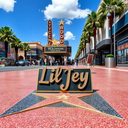A star on Hollywood Boulevard featuring the name 'LilJey', surrounded by the iconic Hollywood scenery