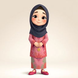 An animated portrayal of a teenage Muslim girl wearing a hijab that covers her chest