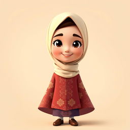 An animated portrayal of a teenage Muslim girl wearing a hijab that covers her chest