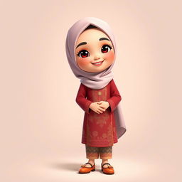 An animated portrayal of a teenage Muslim girl wearing a hijab that covers her chest