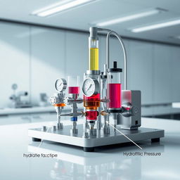 A stunning and highly detailed cover image featuring a Hydrostatic Pressure Measurement Device inspired by the Armfield F1-12 Hydrostatic Pressure Apparatus