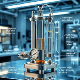 A captivating cover image of a Hydrostatic Pressure Measurement Device that relies on mass, inspired by the Armfield F1-12 Hydrostatic Pressure Apparatus
