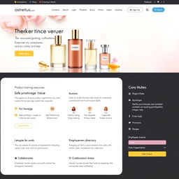Develop an internal corporate intranet for a cosmetics and perfumes company, featuring a contemporary and user-friendly interface