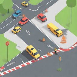 A high-quality digital art illustration that depicts a strategy for improved road safety