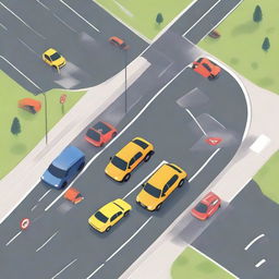 A high-quality digital art illustration that depicts a strategy for improved road safety