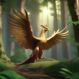 The image is now a photorealistic 3D render, maintaining the previous narrative of the quest for the golden phoenix