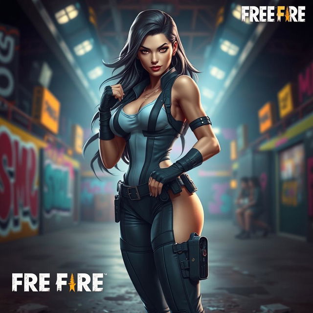 A strikingly realistic and seductive character inspired by the Free Fire gaming universe