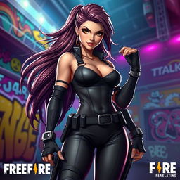 A strikingly realistic and seductive character inspired by the Free Fire gaming universe