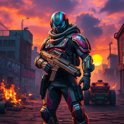 A dynamic and heroic character inspired by a free fire game aesthetic
