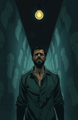 A tense and eerie illustration for the psychological horror book titled "Whispers in the Dark" by Hanif Hassan