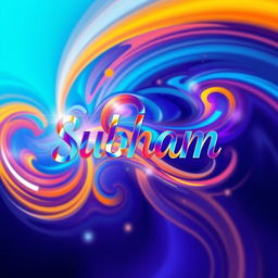 A vibrant and colorful abstract representation of the name 'Subham', with swirling patterns and bright hues of blue, orange, and purple