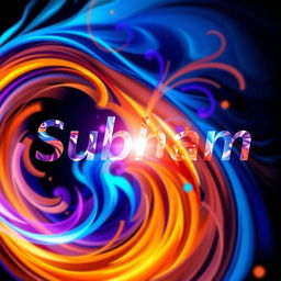 A vibrant and colorful abstract representation of the name 'Subham', with swirling patterns and bright hues of blue, orange, and purple