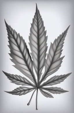 A high-quality, detailed pencil drawing of a weed leaf