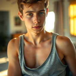 A focused and artistic image highlighting the armpit hair of an eighteen-year-old boy, showcasing the natural growth and texture in a relaxed and comfortable setting