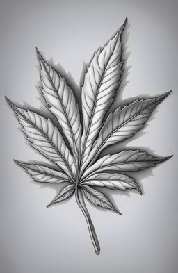 A high-quality, detailed pencil drawing of a weed leaf