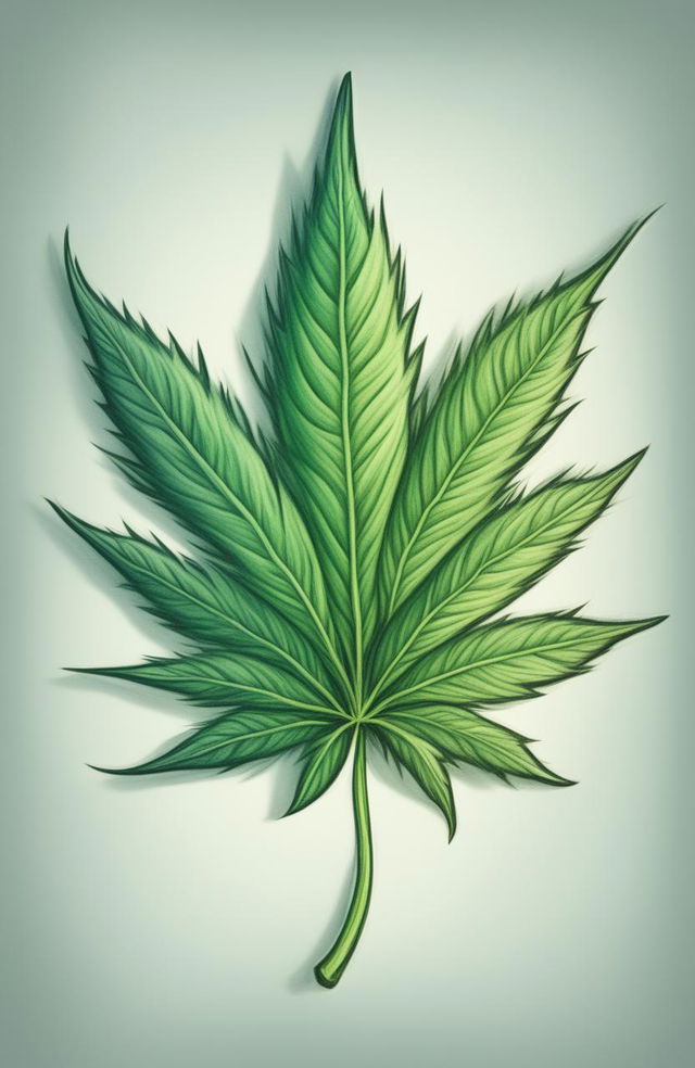 A high-quality image of a weed leaf, rendered in both pencil and pastel drawing techniques