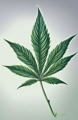 A high-quality image of a weed leaf, rendered in both pencil and pastel drawing techniques