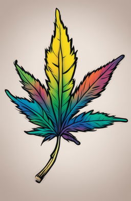 A high-quality image of a weed leaf, outlined in pencil and filled in with vivid crayon colors