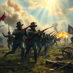 A powerful depiction of a Civil War battle featuring Black troops in uniform