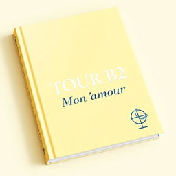 A simple and engaging book cover design for 'TOUR B2 Mon amour', featuring a warm and inviting background color like soft pastel blue or yellow