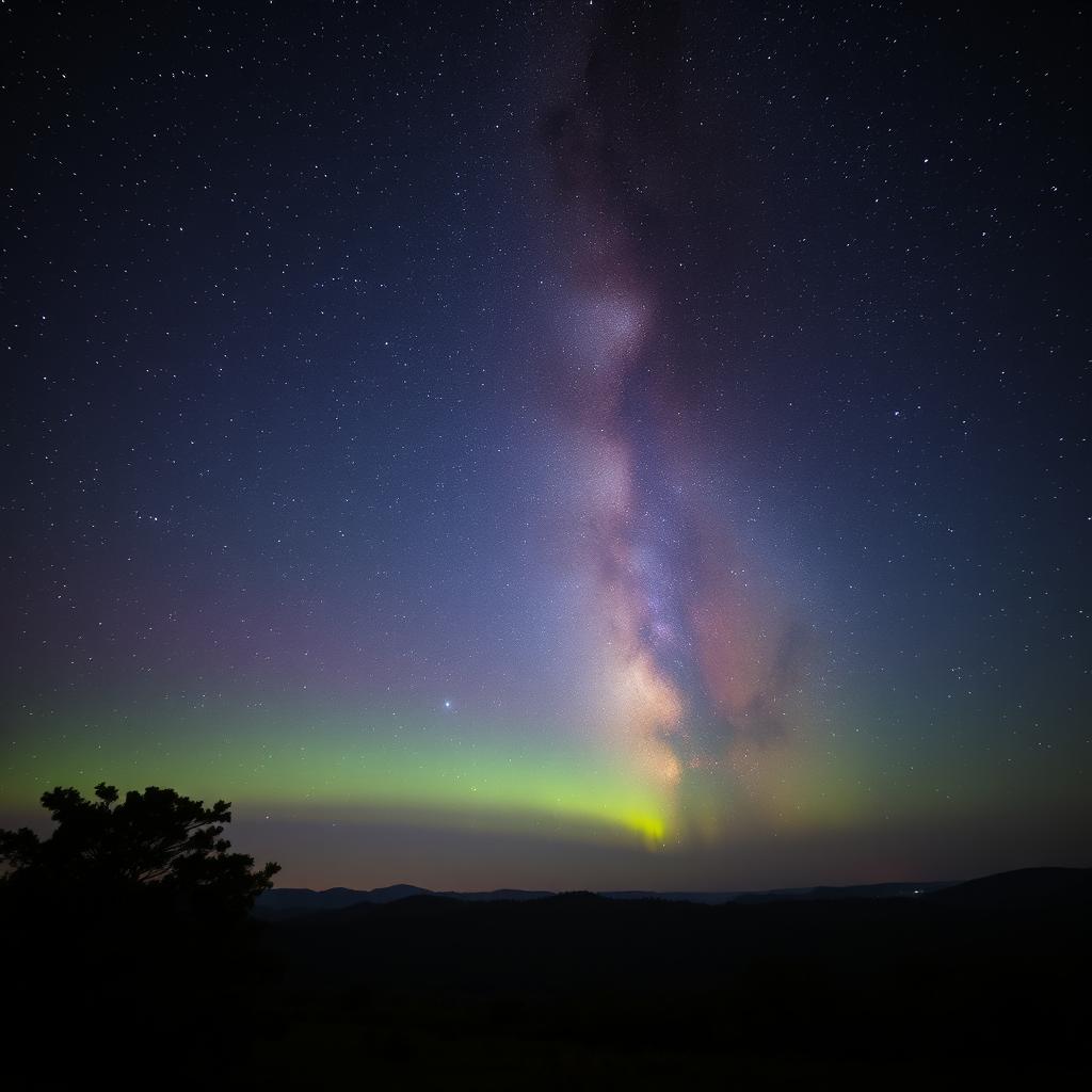 A breathtaking view of a starry night sky, filled with twinkling stars and a vibrant Milky Way galaxy