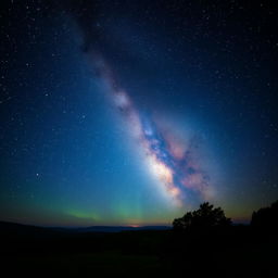 A breathtaking view of a starry night sky, filled with twinkling stars and a vibrant Milky Way galaxy
