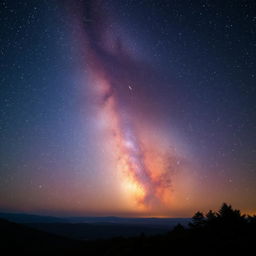 A breathtaking view of a starry night sky, filled with twinkling stars and a vibrant Milky Way galaxy