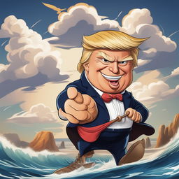 In this revised digital art, Donald Trump is depicted as a One Piece character in a more cartoonish style