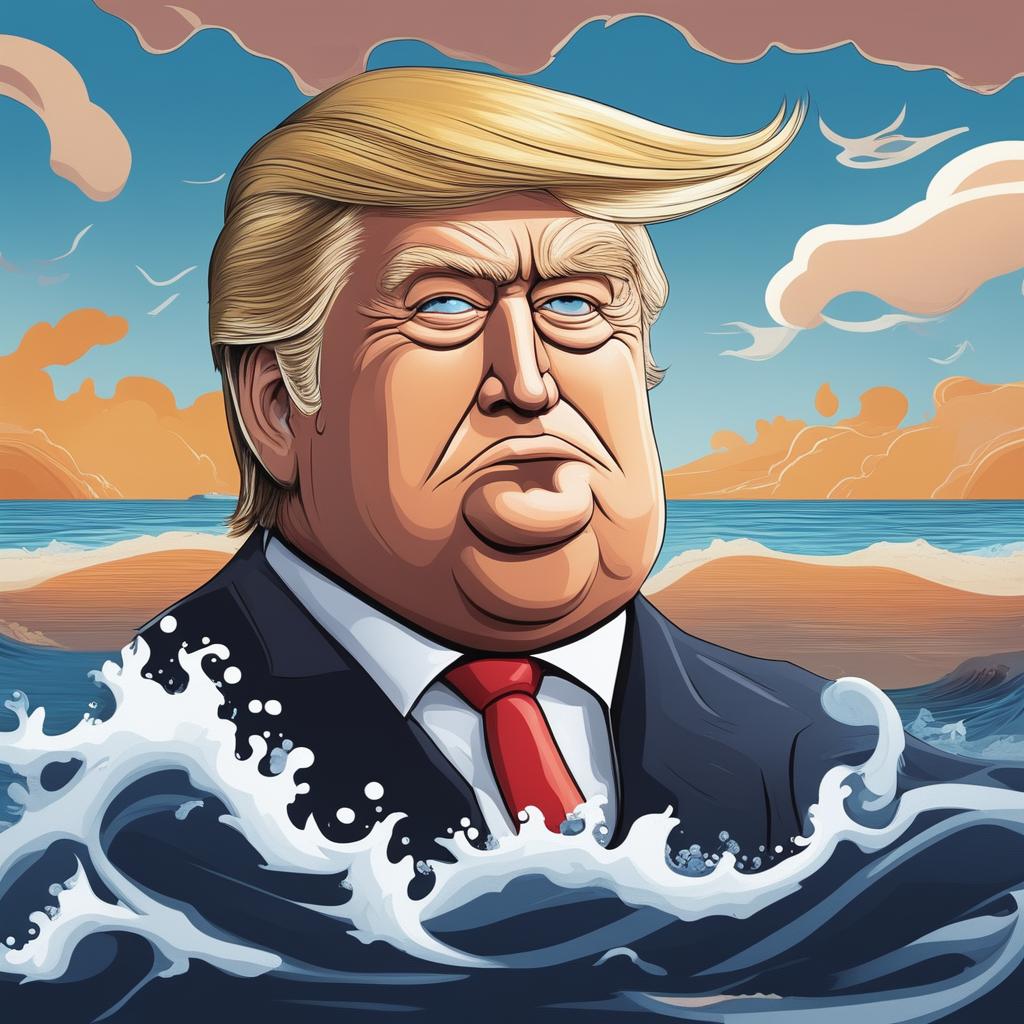 In this revised digital art, Donald Trump is depicted as a One Piece character in a more cartoonish style