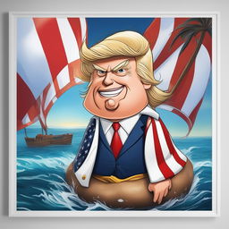 In this revised digital art, Donald Trump is depicted as a One Piece character in a more cartoonish style