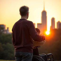 A warm-toned sunset setting the backdrop in Central Park, casting an orange and purple glow