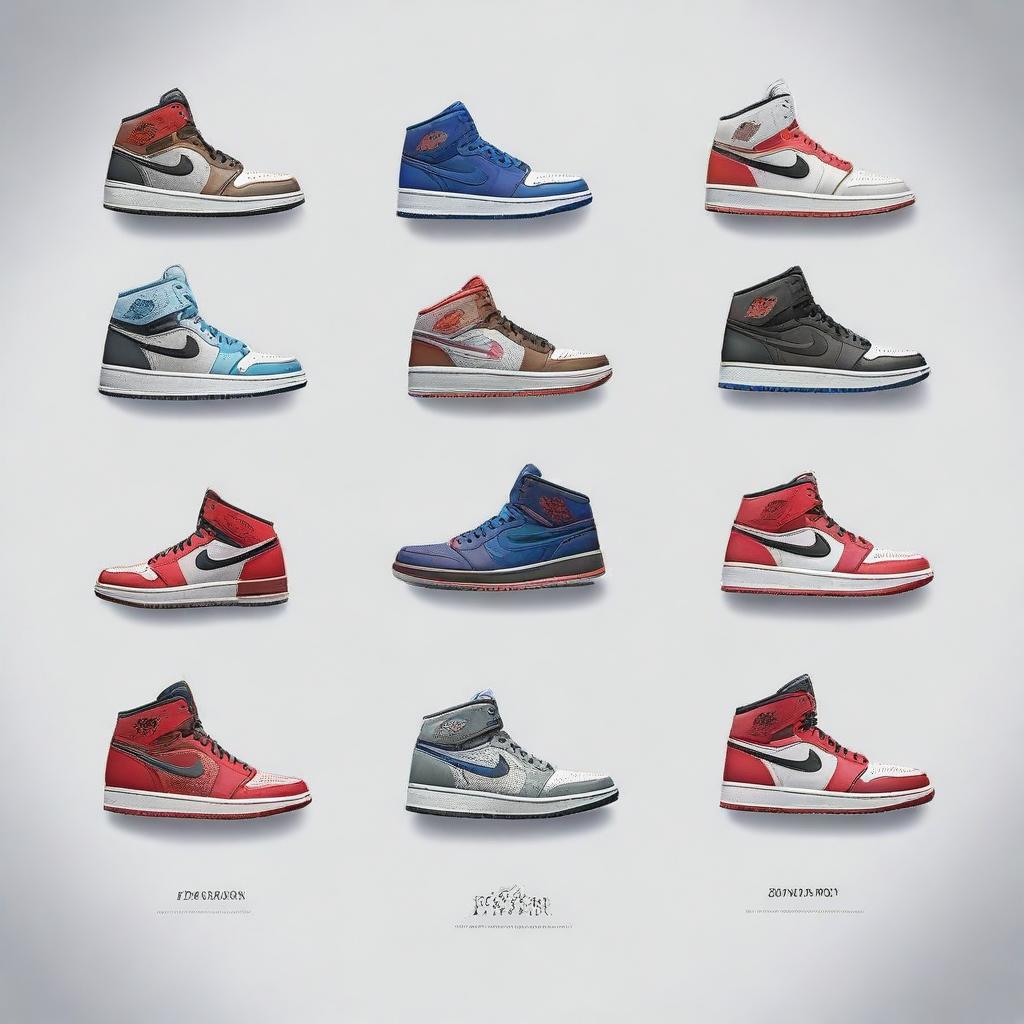 A digital art piece showcasing the evolution of the Air Jordan sneakers