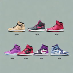 A digital art piece showcasing the evolution of the Air Jordan sneakers