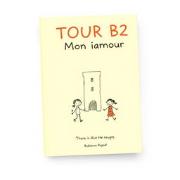 A simple and appealing book cover design for 'TOUR B2 Mon amour', featuring a light and cheerful background color, such as soft yellow or pale blue